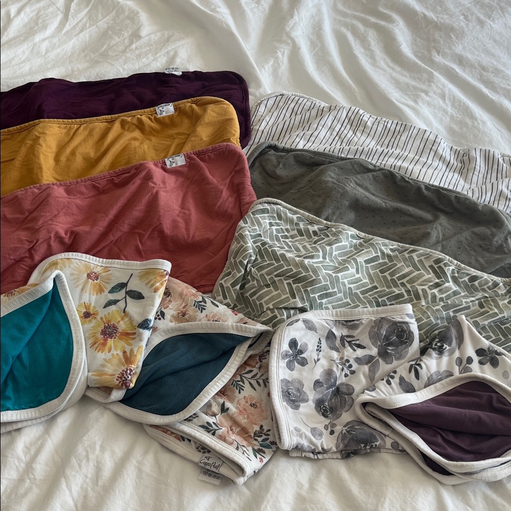 Set of 12 Floral and Patterned Copper Pearl Burp Cloths